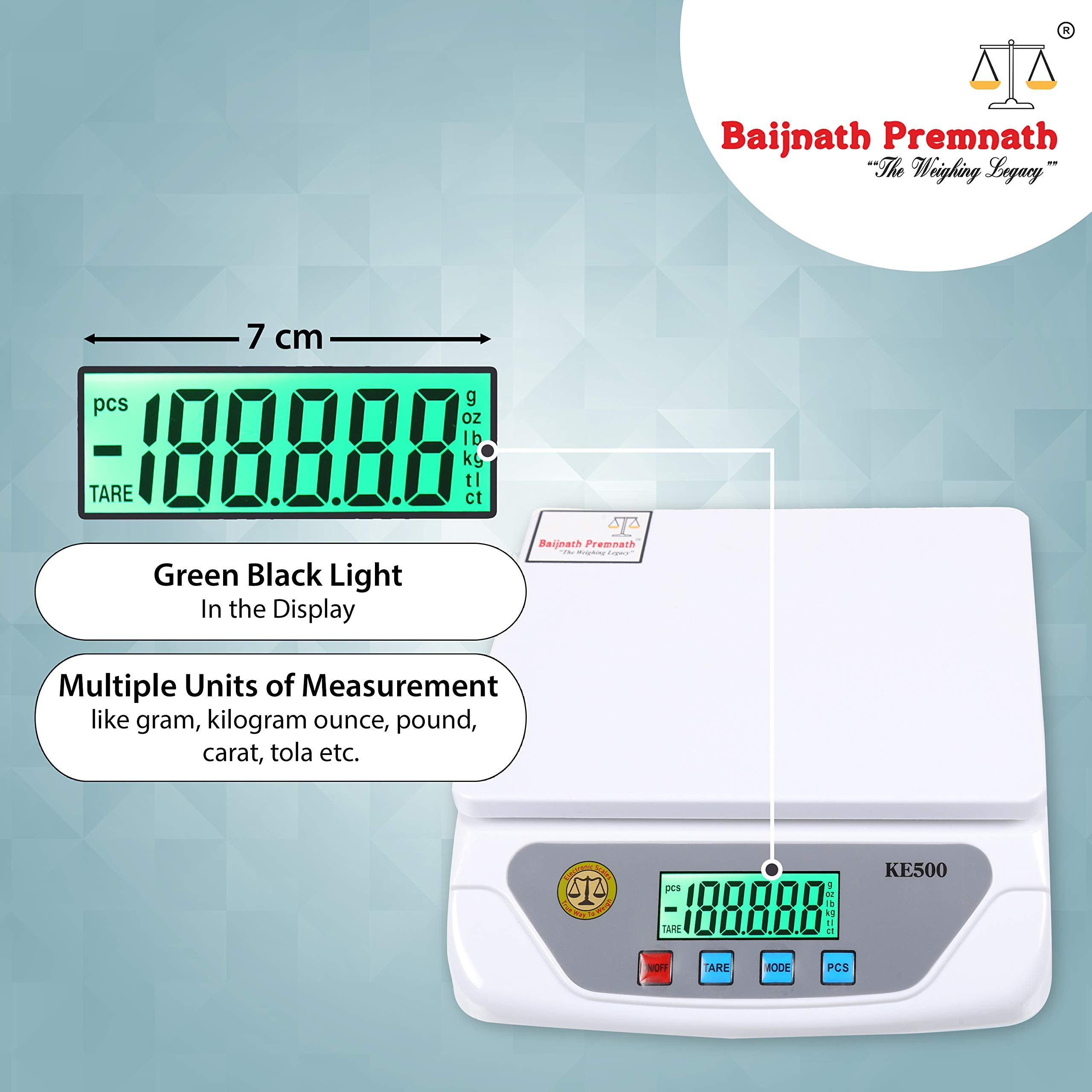 Baijnath Premnath Iscale 20Kg X 1G Multipurpose Weighing Scale For Kitchen, Industries And Home Weight Measuring, Balance With D